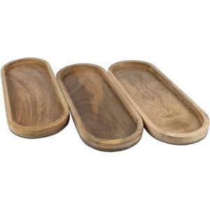Mango Oval Wood Tray Set of 3 Perfect for Food Holder/BBQ, Serve Cheese, Sushi
